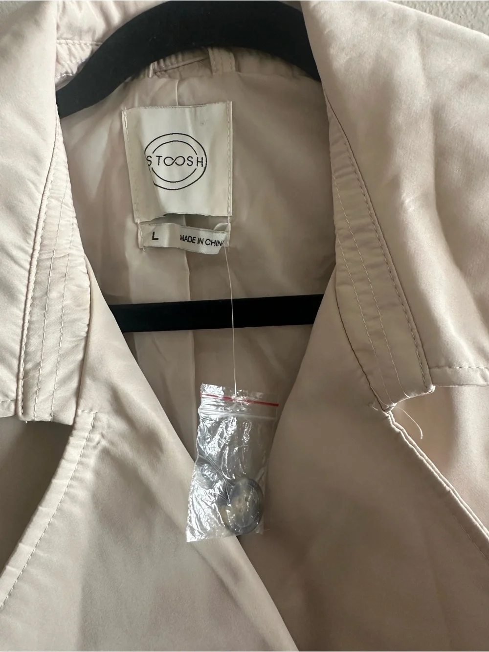 Stoosh Cropped Trench Coat in Light Beige